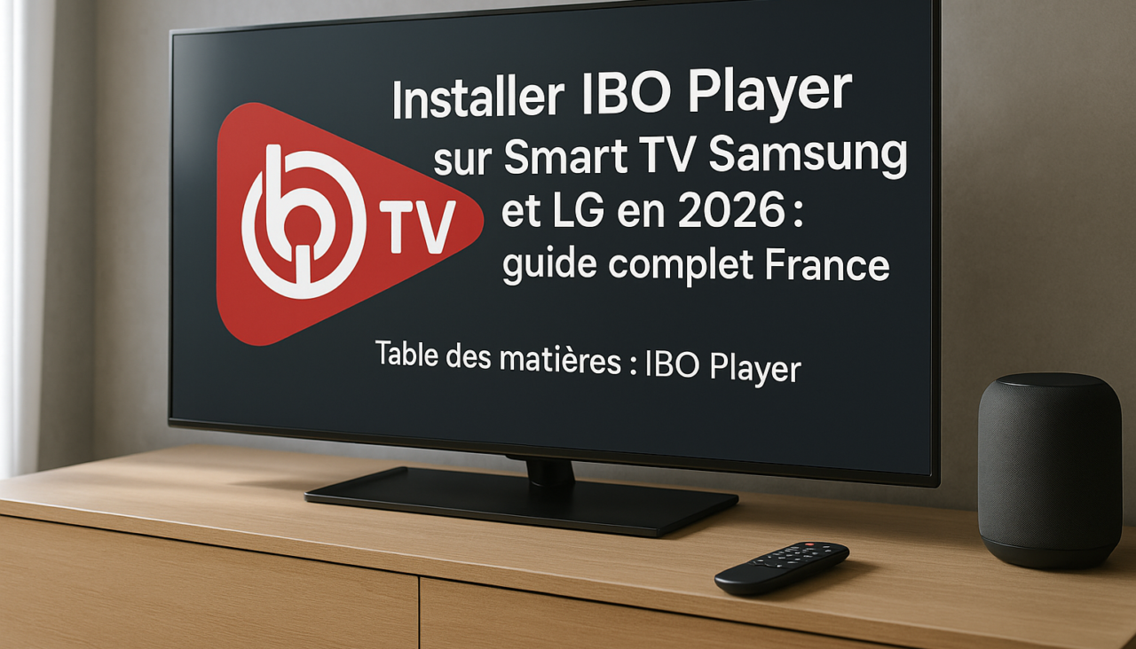Table des matières : IBO Player - Installer IBO Player sur Smart TV Samsung et LG en 2026 : guide complet France